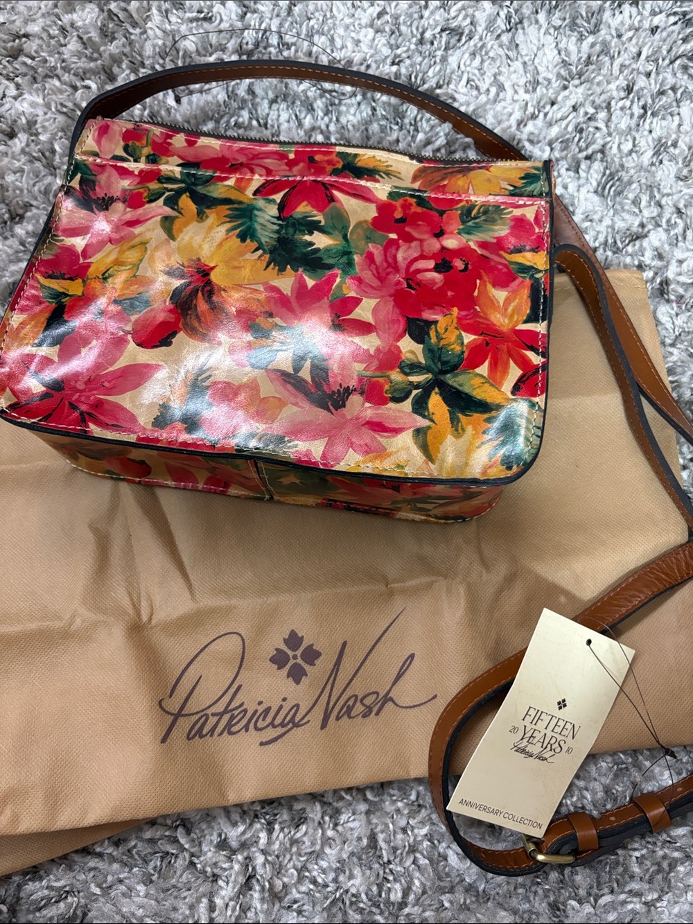 Patricia Nash Floral Print Leather Crossbody NWT